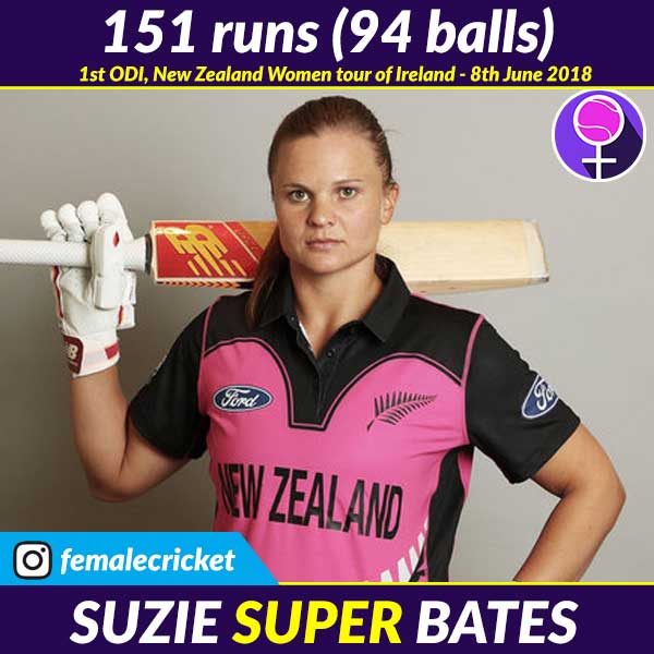Suzie Bates brings up her 10th ODI century