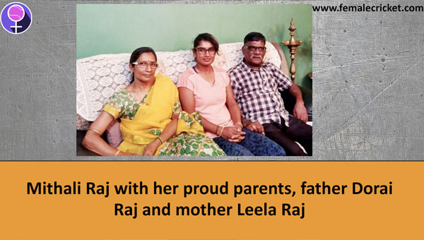 Mithali Raj with her parents