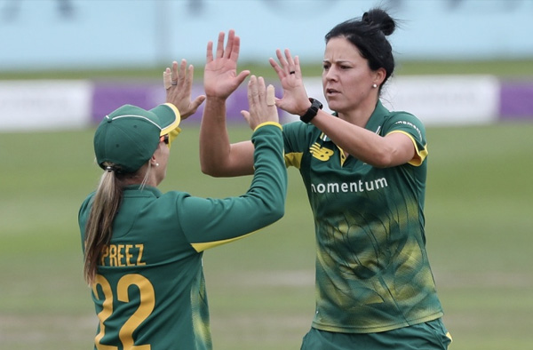 Marizanne Kapp and Mignon du Preez celebrate a wicket Getty Images