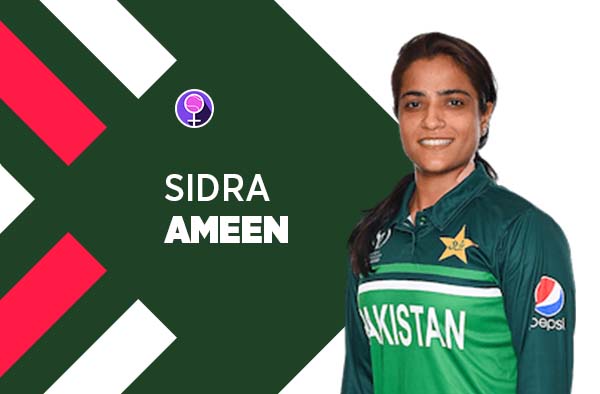 Player Profile of Sidra Ameen in Women's Cricket World Cup 2022. PC: jeetwins88.com