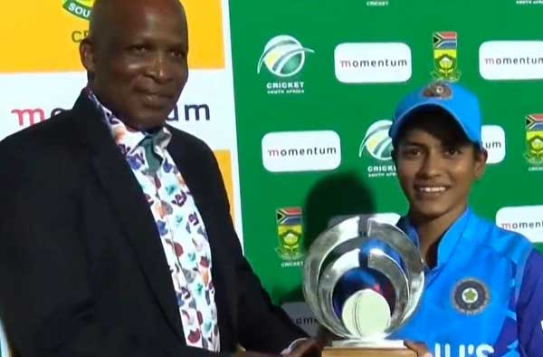 Amanjot Kaur's dream debut ensured India beat South Africa by 27 Runs. PC: Disney+Hotstar