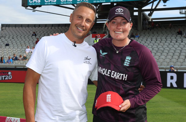 Sophie Ecclestone Becomes First Left-Arm Spinner and Youngest from England to Play 100 T20Is. PC: England Cricket / x