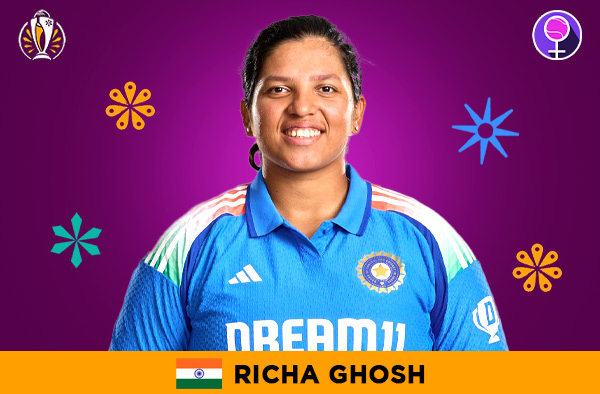 Richa Ghosh for India in the Women's ODI World Cup 2025 | Image Credits: Female Cricket
